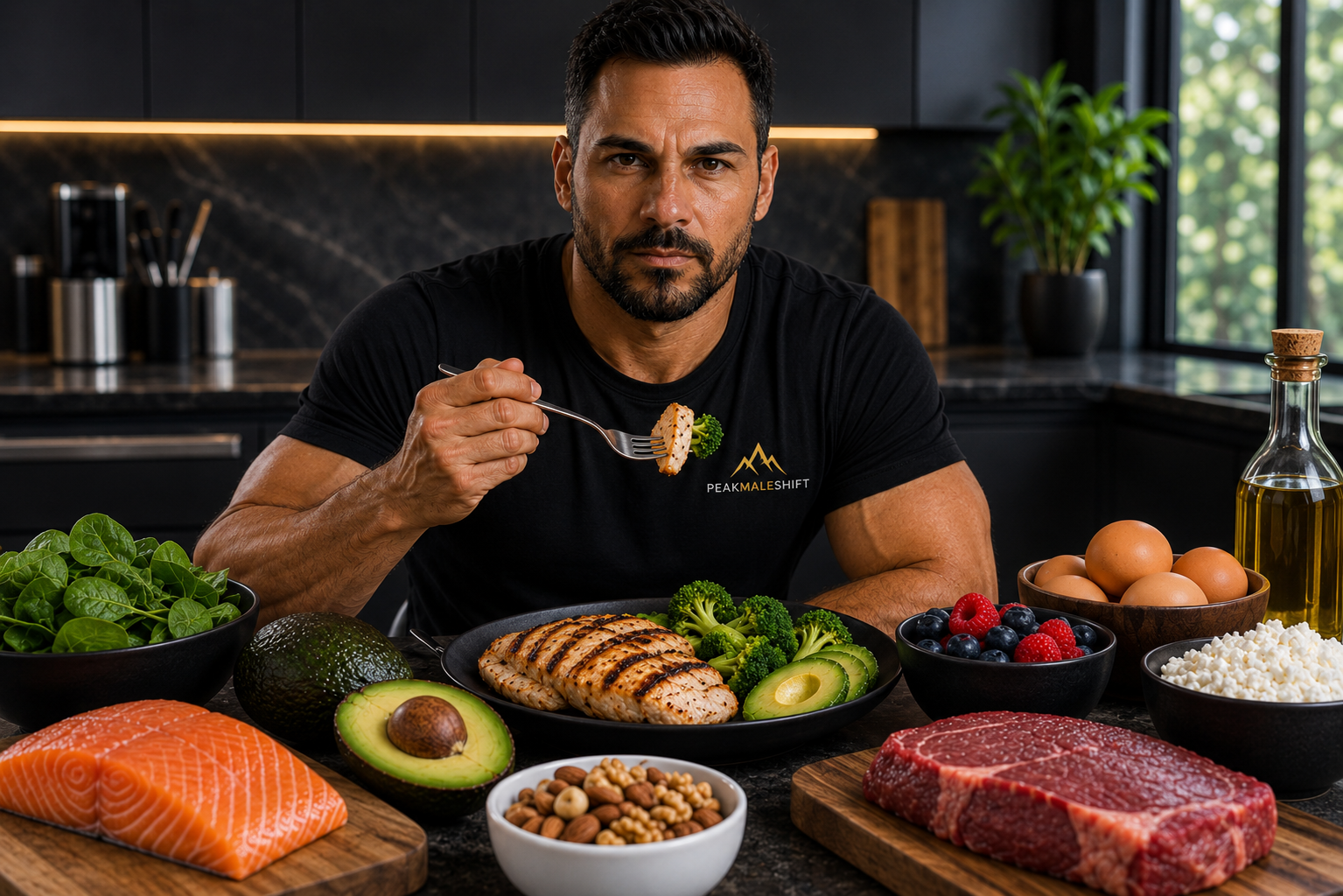 Healthy foods rich in omega-3 fats including salmon, avocado, nuts, and olive oil