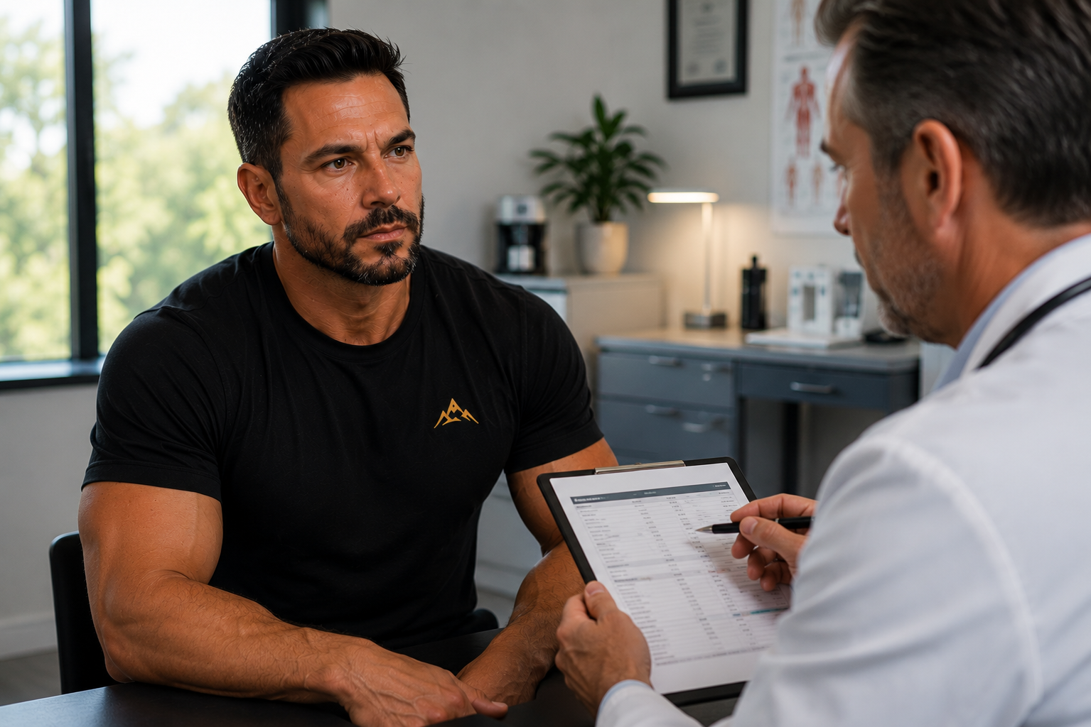 Man meeting with a healthcare professional for a preventive health checkup