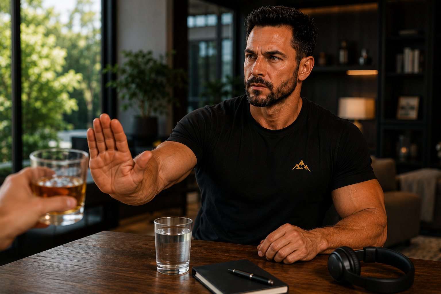 Man choosing a healthy lifestyle by avoiding smoking and limiting alcohol