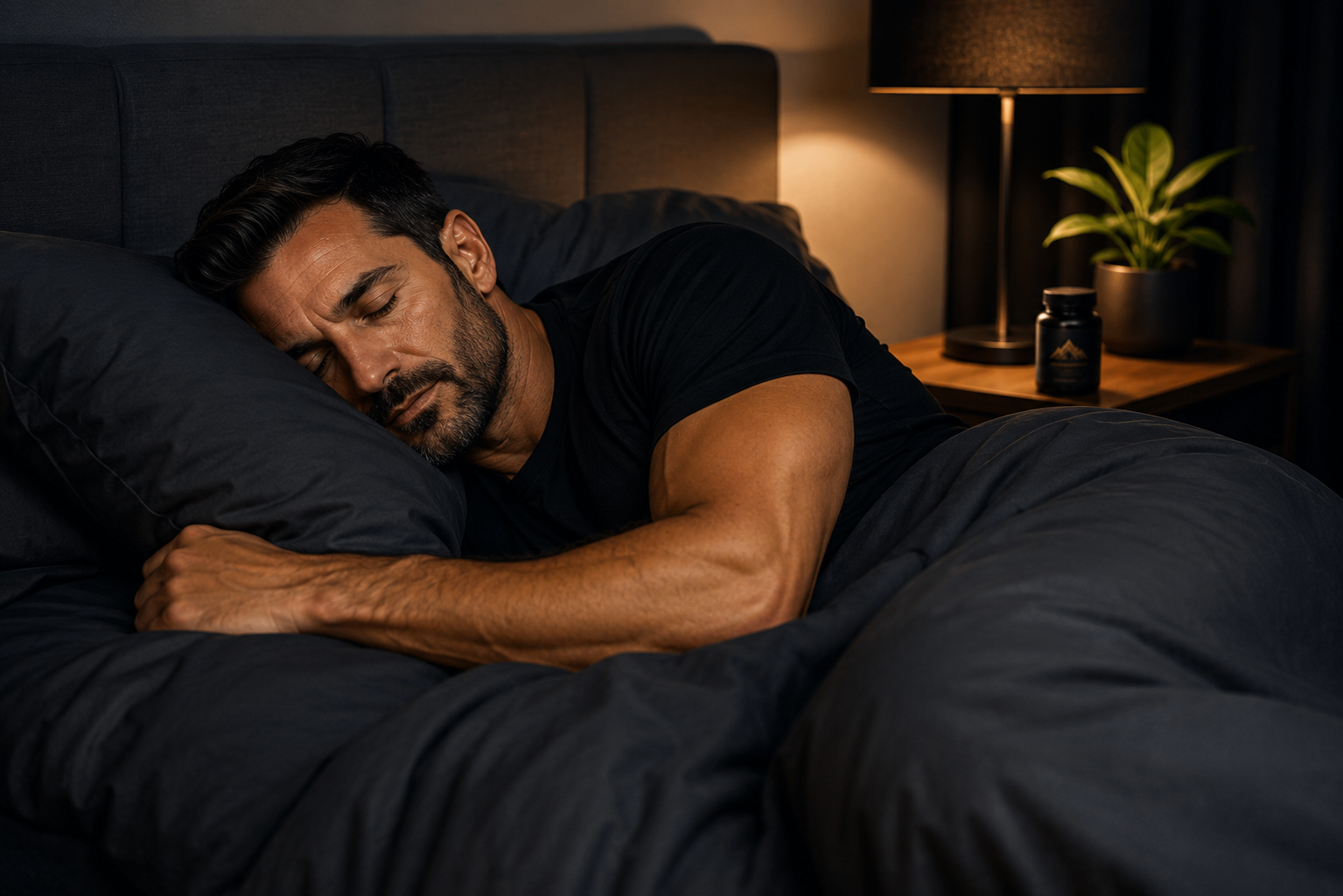 Man sleeping peacefully to support healthy testosterone production