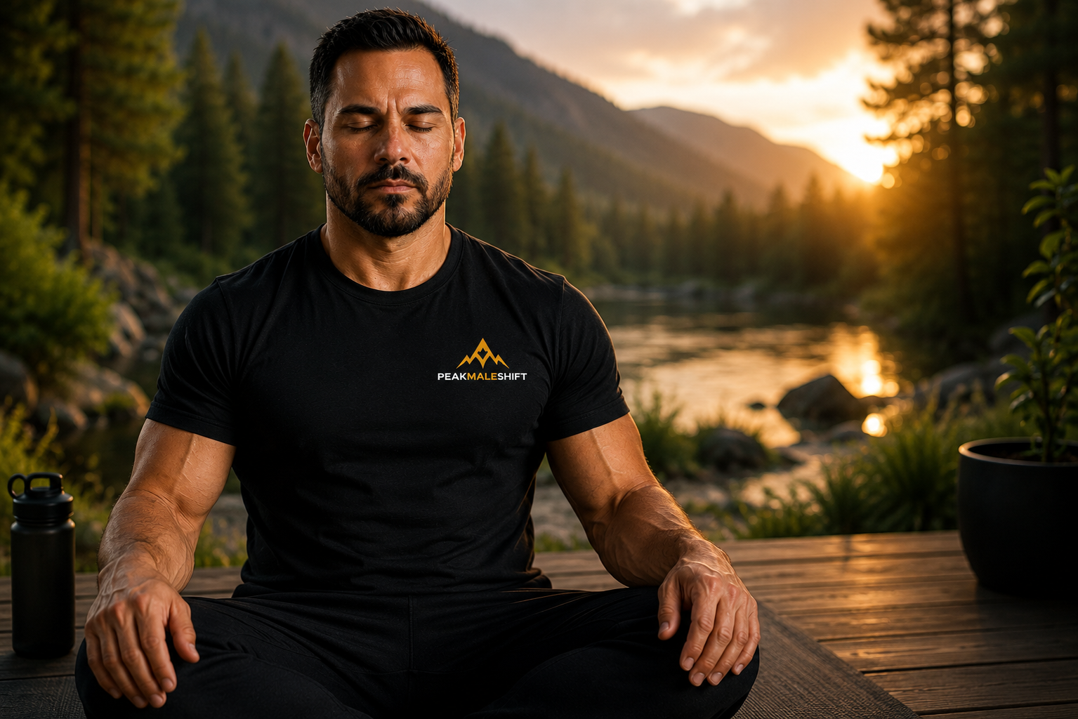 Man practicing mindfulness outdoors to reduce stress and support hormone health